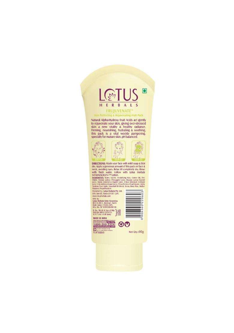 Lotus Herbals Frujuvenate Skin Perfecting & Rejuvenating Cream Fruit Pack, 60g | Natural Herbal Care - Indya