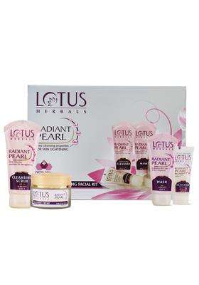 Lotus Herbals Radiant Pearl Cellular 5 in 1 Facial Kit 170g | Natural Herbal Care | For Deep Cleaning | With Pearl Extracts & Green Tea