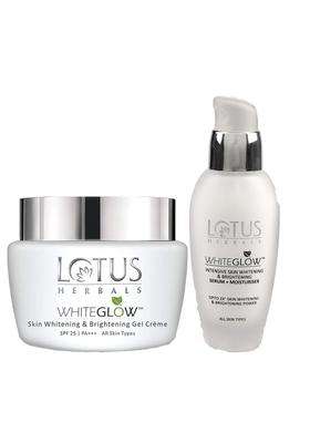 Lotus Herbals Whiteglow Gel Cream 60g, Intensive Serum 30 ml (Pack of 2) | Natural Herbal Care