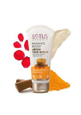 Lotus Herbals Radiance Boost Ubtan Face Scrub 100 g | Natural Herbal Care | Turmeric, Sandalwood and Rose Water | Glowing Skin | Reducing Dark Spots