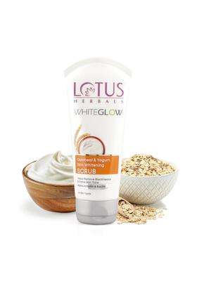 Lotus Herbals WhiteGlow Oatmeal & Yogurt Skin Brightening Face Scrub 100g | Natural Herbal Care | Gentle Exfoliator | Alpha Arbutin & Kaolin