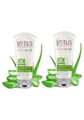 Lotus Herbals 3 in 1 Deep Cleansing Facial Foam 100g (Pack of 2) | Natural Herbal Care | Face Wash for Women & Men | Blocks Melanin Production