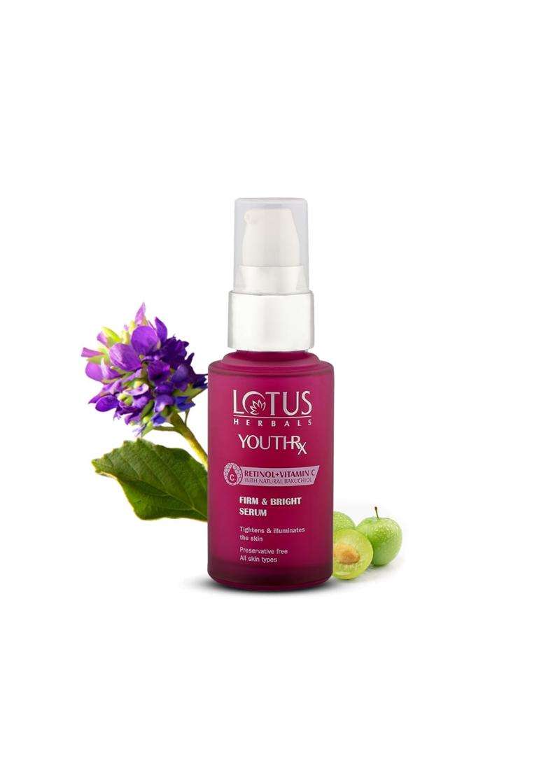Lotus Herbals YouthRx Firm & Bright Face Serum 30 ml | Natural Herbal Care | Bakuchiol Retinol & Vitamin C | Anti Ageing & Brightening - Indya