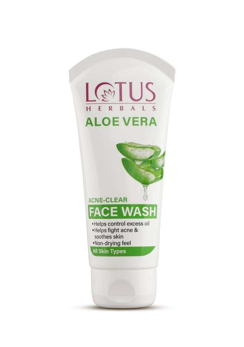 Lotus Herbals Aloe Vera Acne Clear Face Wash for Acne-Prone and Oily Skin 100g | Natural Herbal Care - Indya