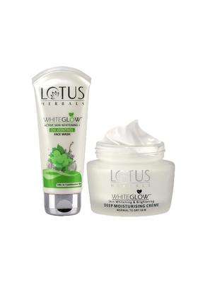 Lotus Herbals Whiteglow Oil Control Face Wash 100 g, Deep Moisturising Cream 60 g (Pack of 2) | Natural Herbal Care
