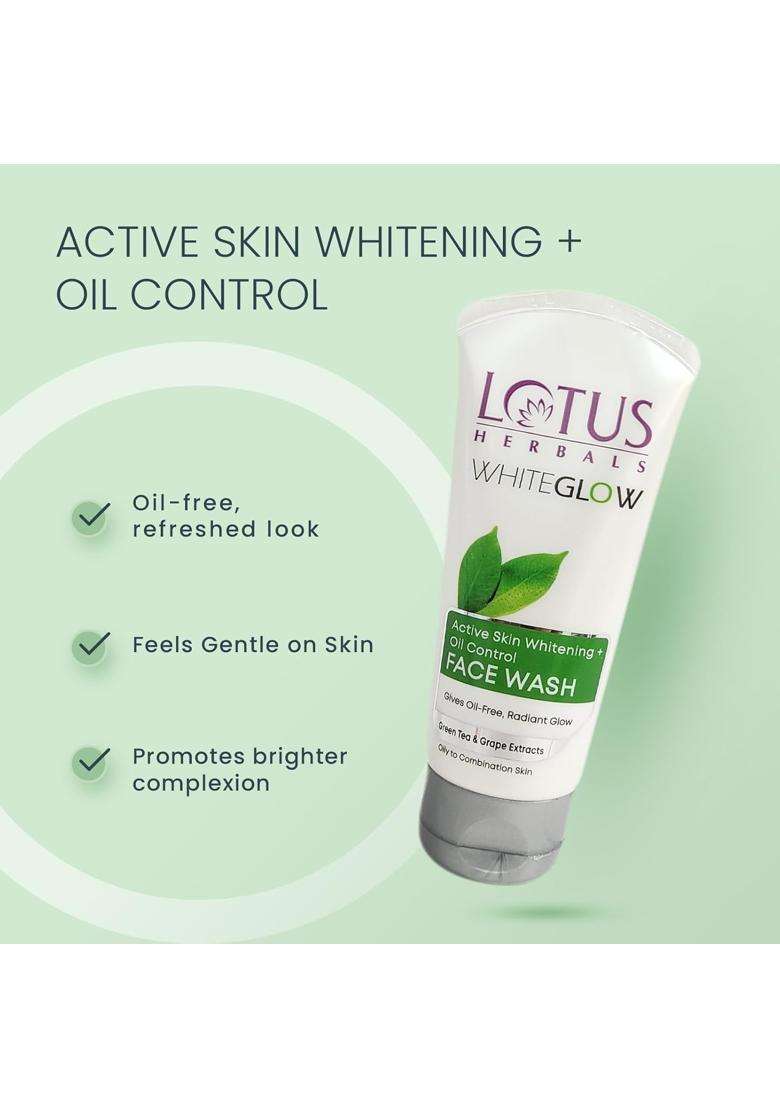 Lotus Herbals Whiteglow Active Skin Whitening & Oil Control Face Wash 50g (Pack of 2) | Natural Herbal Care - Indya