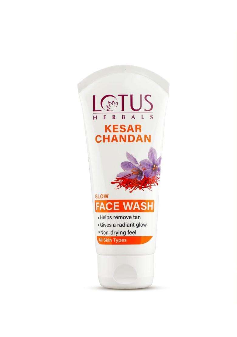 Lotus Herbals Kesar Chandan Glow Face Wash for Brightening Dull Skin 100 ml | Natural Herbal Care - Indya