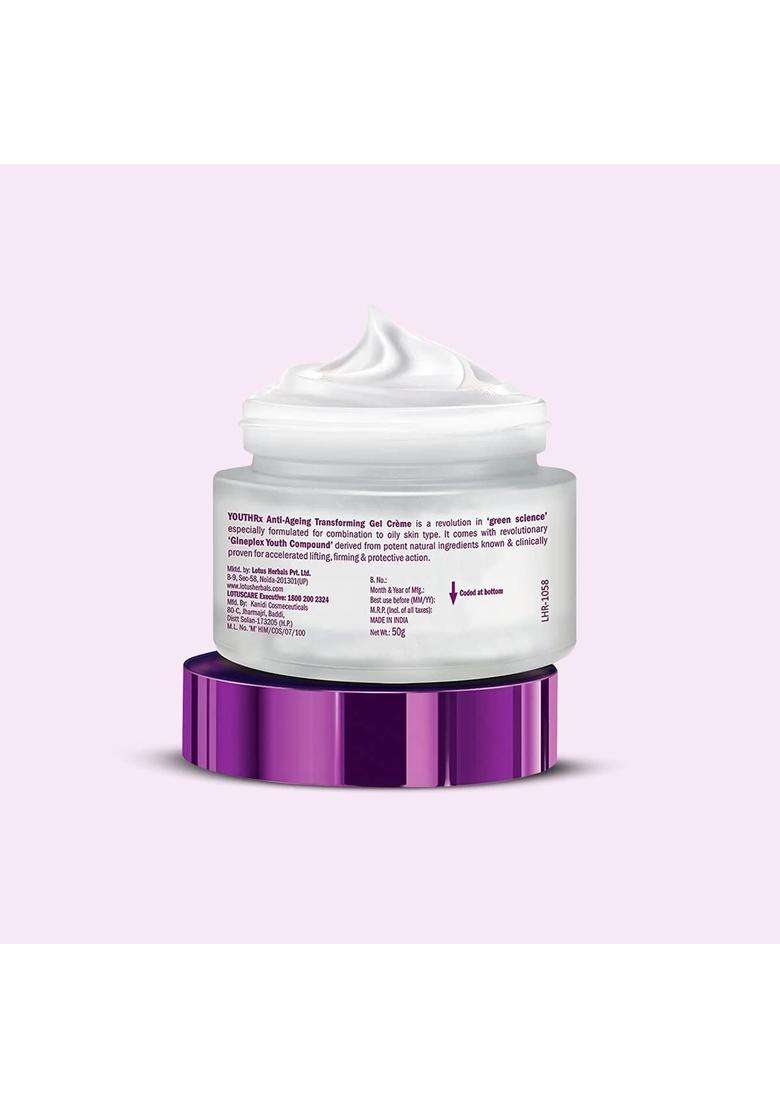 Lotus Herbals Youthrx 20 SPF Anti Ageing Transforming Gel Cream, 50g | Natural Herbal Care - Indya