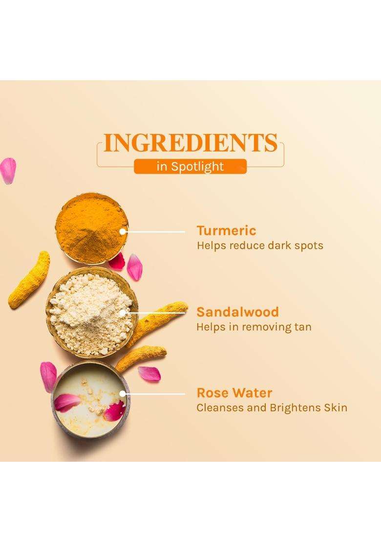 Lotus Herbals Radiance Boost Ubtan Face Wash With 0.075% Salicylic Acid 100 g | Natural Herbal Care | Turmeric, Sandalwood and Rose Water - Indya