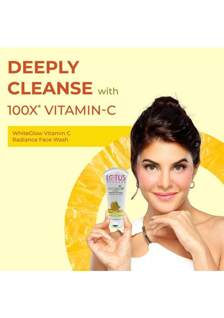 Lotus Herbals WhiteGlow Vitamin C and Gold Radiance Face Wash(100g) and Face Serum(30 ml) | Natural Herbal Care | 130g - Indya