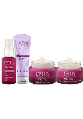 Lotus Herbals YouthRx Firm & Bright Cream_50g + Night Cream_50g +Face Wash_100g + Face Serum_30g (Pack of 4) | Natural Herbal Care