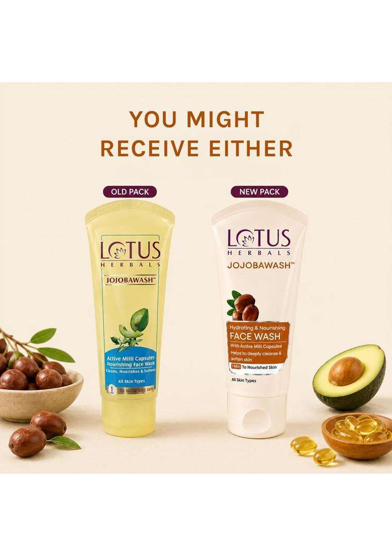 Lotus Herbals Jojobawash Active Milli Capsules Nourishing Face Wash, 80g, White | Natural Herbal Care - Indya