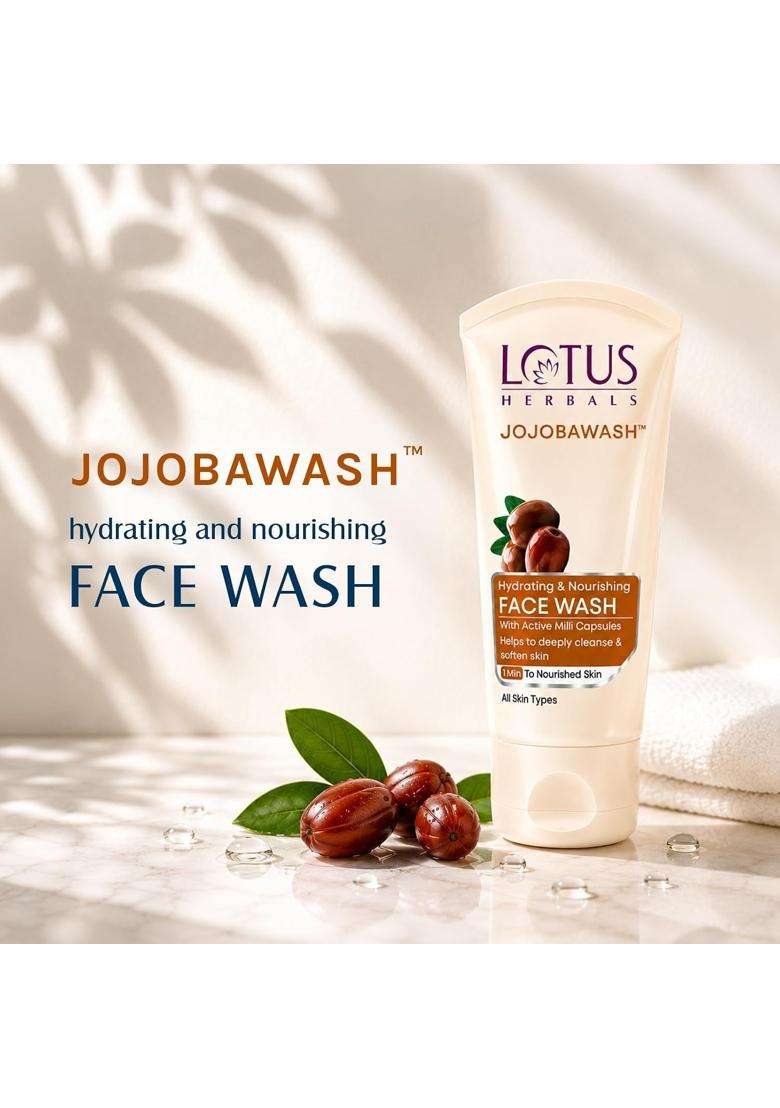 Lotus Herbals Jojobawash Active Milli Capsules Nourishing Face Wash, 80g, White | Natural Herbal Care - Indya