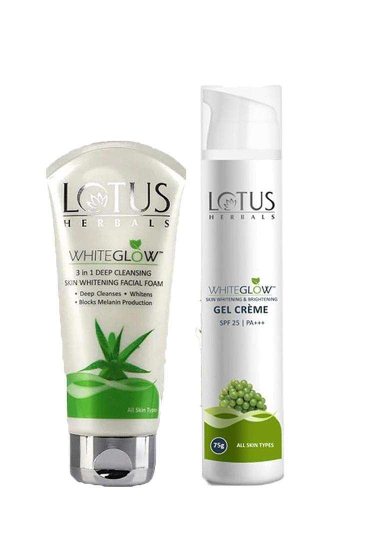 Lotus Herbals WG Bigger Gel Cream_75g + Facial Foam_100g (Pack of 2) | Natural Herbal Care - Indya