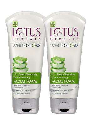 Lotus Herbals 3 in 1 Deep Cleansing Facial Foam 200g (Pack of 2) | Natural Herbal Care