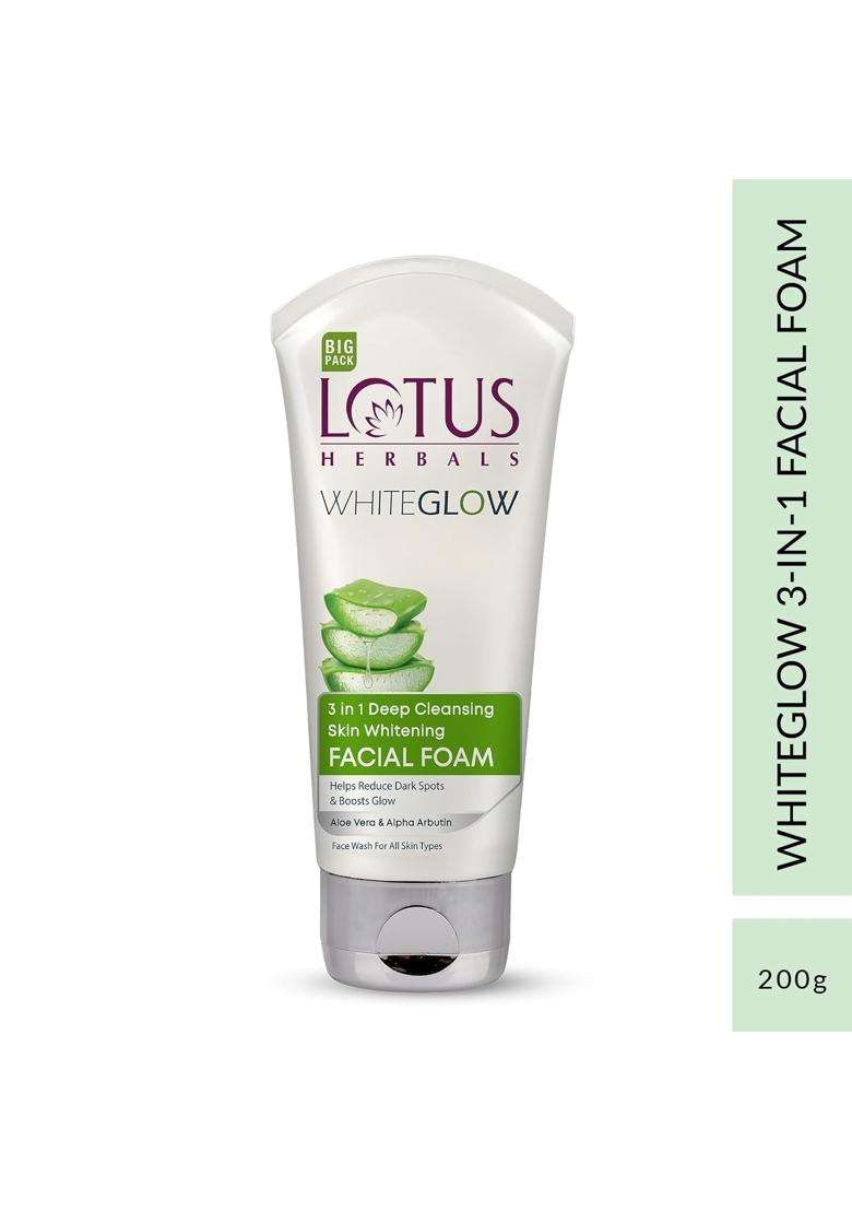Lotus Herbals 3 in 1 Deep Cleansing Facial Foam 200g (Pack of 2) | Natural Herbal Care - Indya