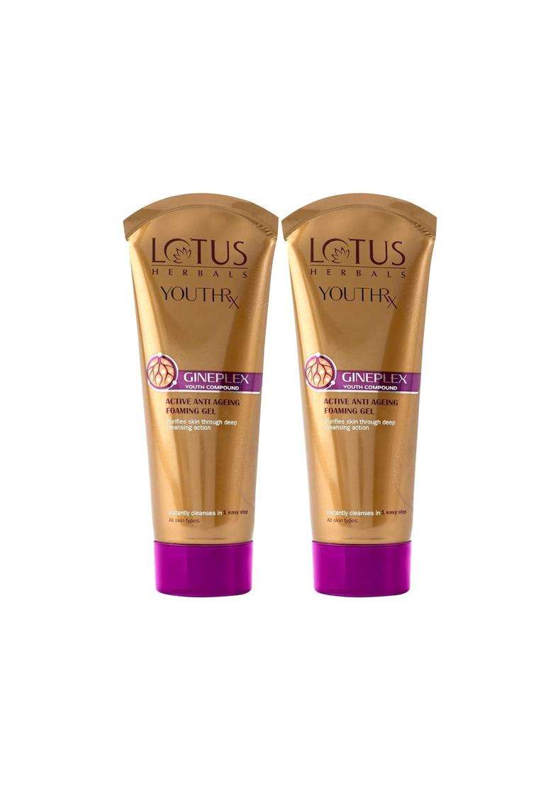 Lotus Herbals YouthRx Active Anti Ageing Foaming Gel Face Wash 50g (Pack of 2) | Natural Herbal Care - Indya