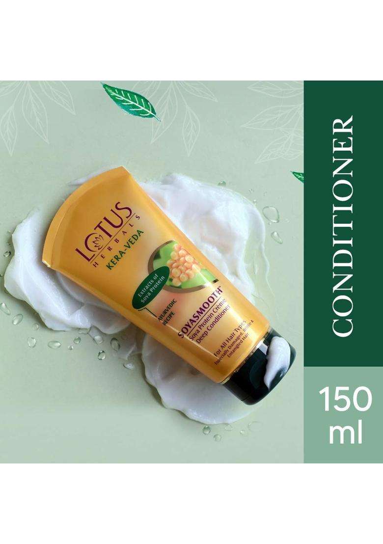 Lotus Herbals Soyasmooth Protein Creme Deep Unscented Conditioner, All Hair Type 150g x (3 Count) | Natural Herbal Care - Indya