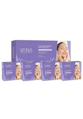 Lotus Herbals Collagen Boost Skin Lift 4 -In-1 Facial Kit With Plant Collagen 284g (71g X 4) | Natural Herbal Care | Step Single
