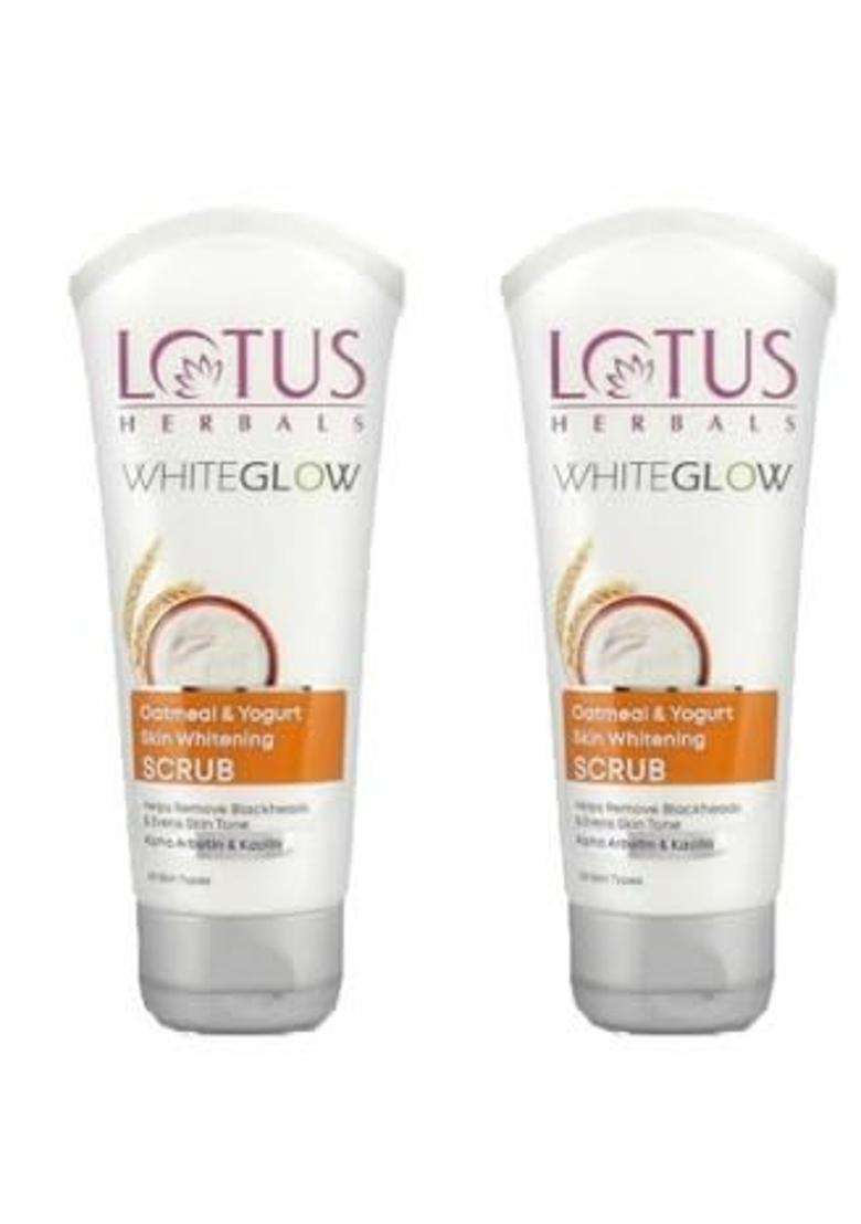 Lotus Herbals Whiteglow Oatmeal and Yogurt Skin Scrub 100g (Pack of 2) | Natural Herbal Care - Indya