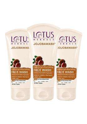 Lotus Herbals Jojoba Face Wash, Active Milli Capsules, 120g (Pack of 3) | Natural Herbal Care