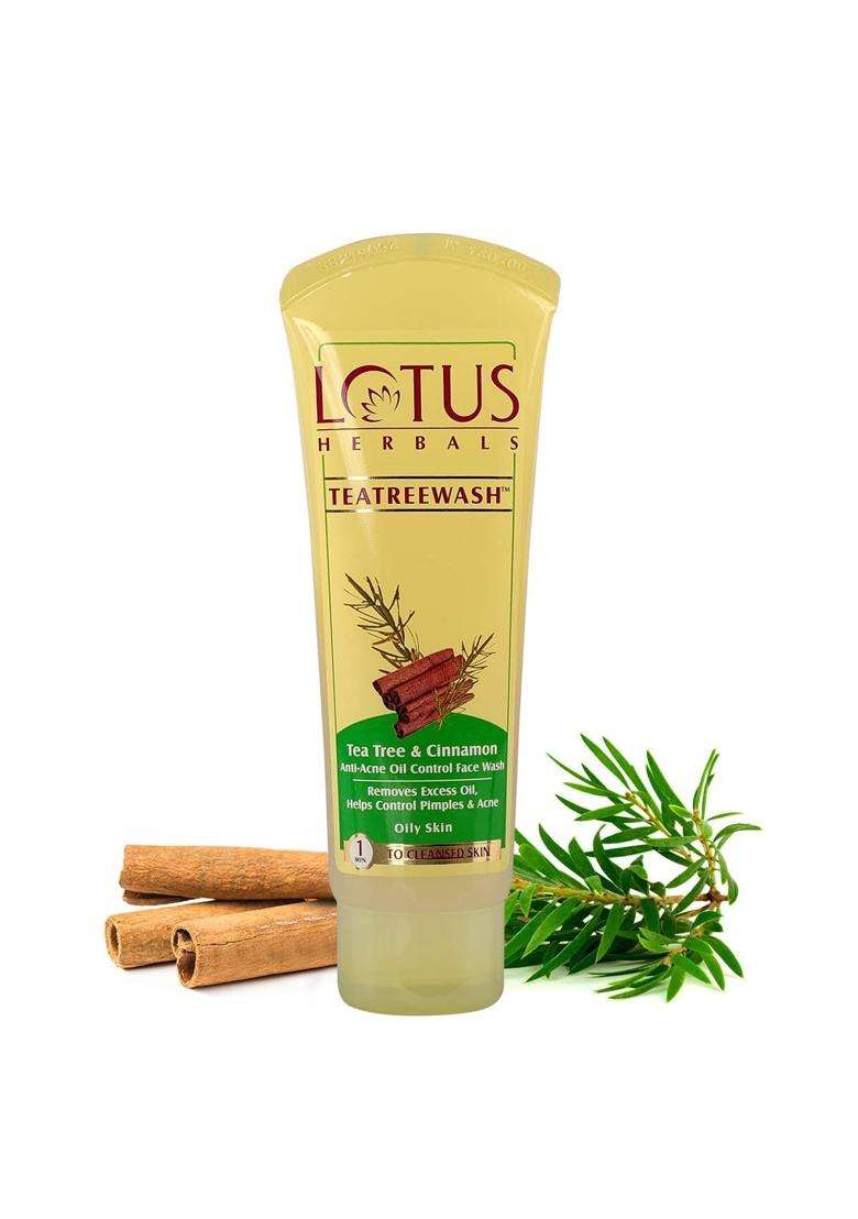Lotus Herbals Apriscrub Exfoliating Apricot Face Scrub (100g) | Natural Herbal Care | Teatreewash & Cinnamon Face Wash (120 ml) - Indya