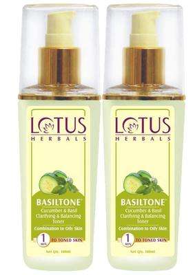 Lotus Herbals Basiltone Clarifying & Balancing Skin Toner 100 ml (Pack of 2) | Natural Herbal Care
