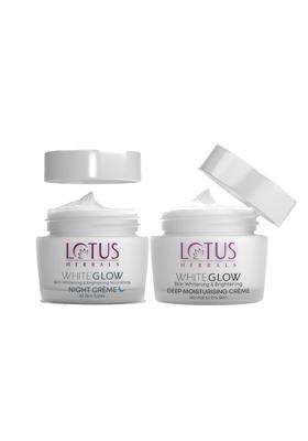 Lotus Herbals WhiteGlow Skin Brightening & Nourishing Night Cream 60g+Deep Moisturising Face Cream 40 g | Natural Herbal Care
