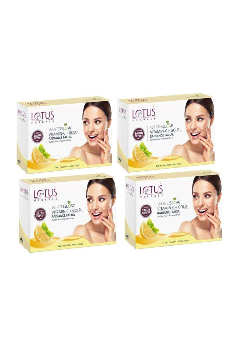 Lotus Herbals WhiteGlow Vitamin-C Single Facial Kit_57g (Pack of 4) | Natural Herbal Care - Indya