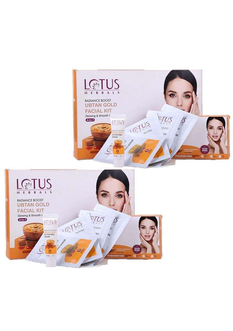 Lotus Herbals Radiance Boost Ubtan Gold Facial Kit 47g (Pack of 2) | Natural Herbal Care - Indya