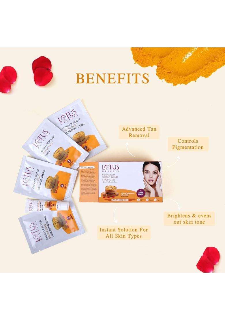 Lotus Herbals Radiance Boost Ubtan Gold Facial Kit 47g (Pack of 2) | Natural Herbal Care - Indya