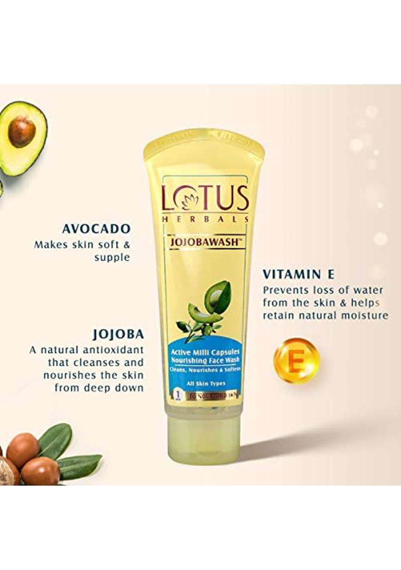 Lotus Herbals Jojoba Face Wash 120g + Safe Sun Sunscreen Cream SPF 20 PA+ 50g | Natural Herbal Care | Non-Greasy | For Women & Men - Indya