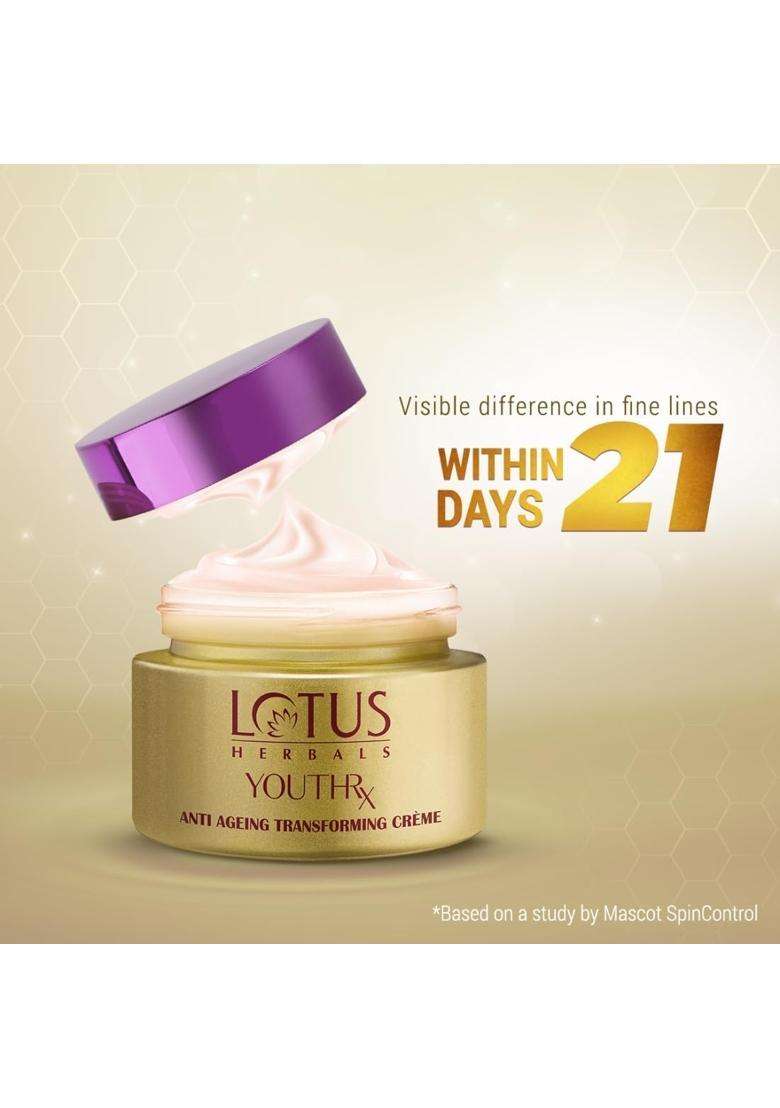 Lotus Herbals YouthRx Anti Ageing Transforming Face Cream 50g (Pack of 2) | Natural Herbal Care - Indya