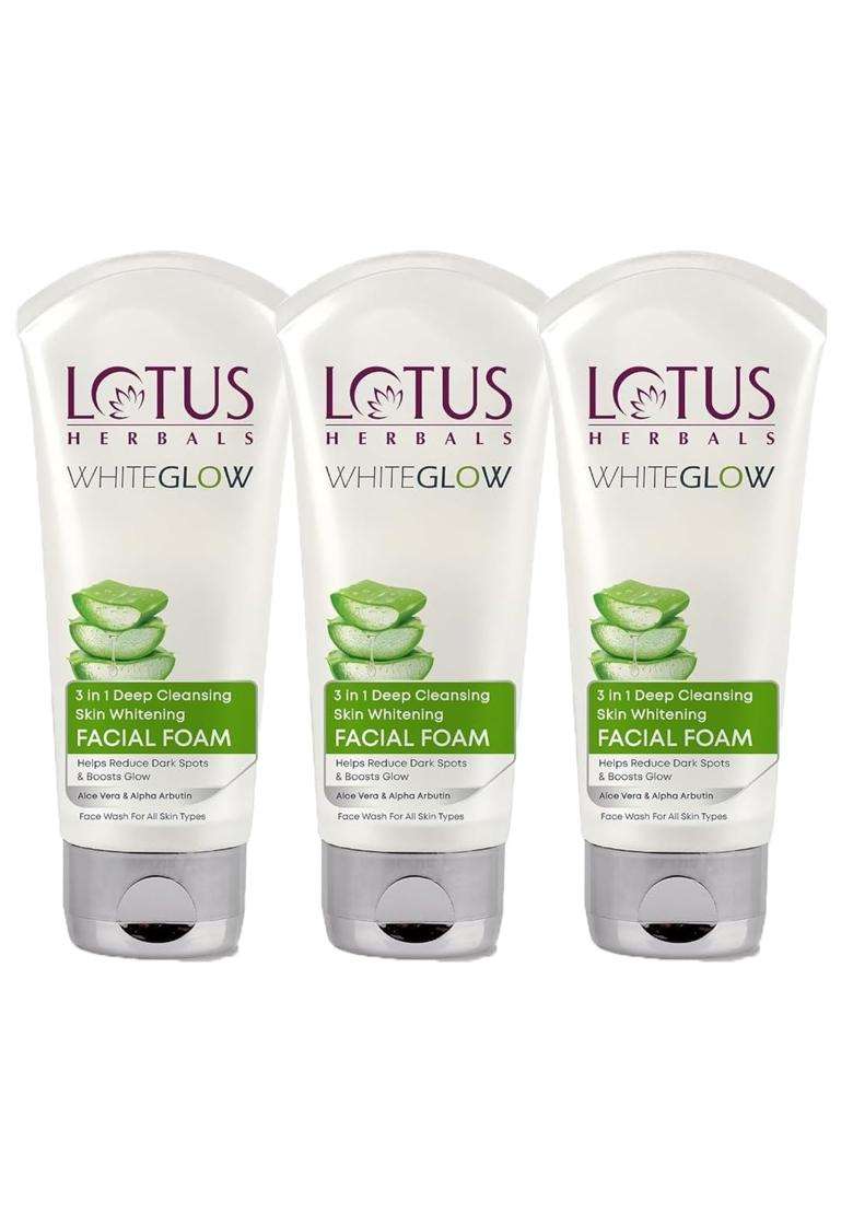 Lotus Herbals 3 in 1 Deep Cleansing Facial Foam 50g (Pack of 3) | Natural Herbal Care - Indya