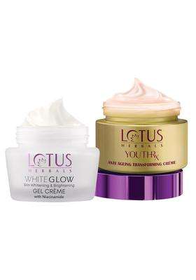 Lotus Herbals WhiteGlow Brightening Gel Cream 40g + YouthRx Anti-Ageing Face Cream SPF 25 PA+++ 50g | Natural Herbal Care | All Skin Types
