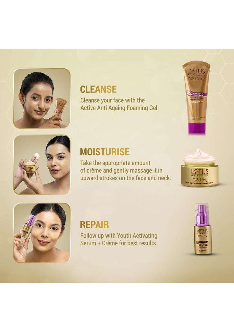 Lotus Herbals WhiteGlow Brightening Gel Cream 40g + YouthRx Anti-Ageing Face Cream SPF 25 PA+++ 50g | Natural Herbal Care | All Skin Types - Indya