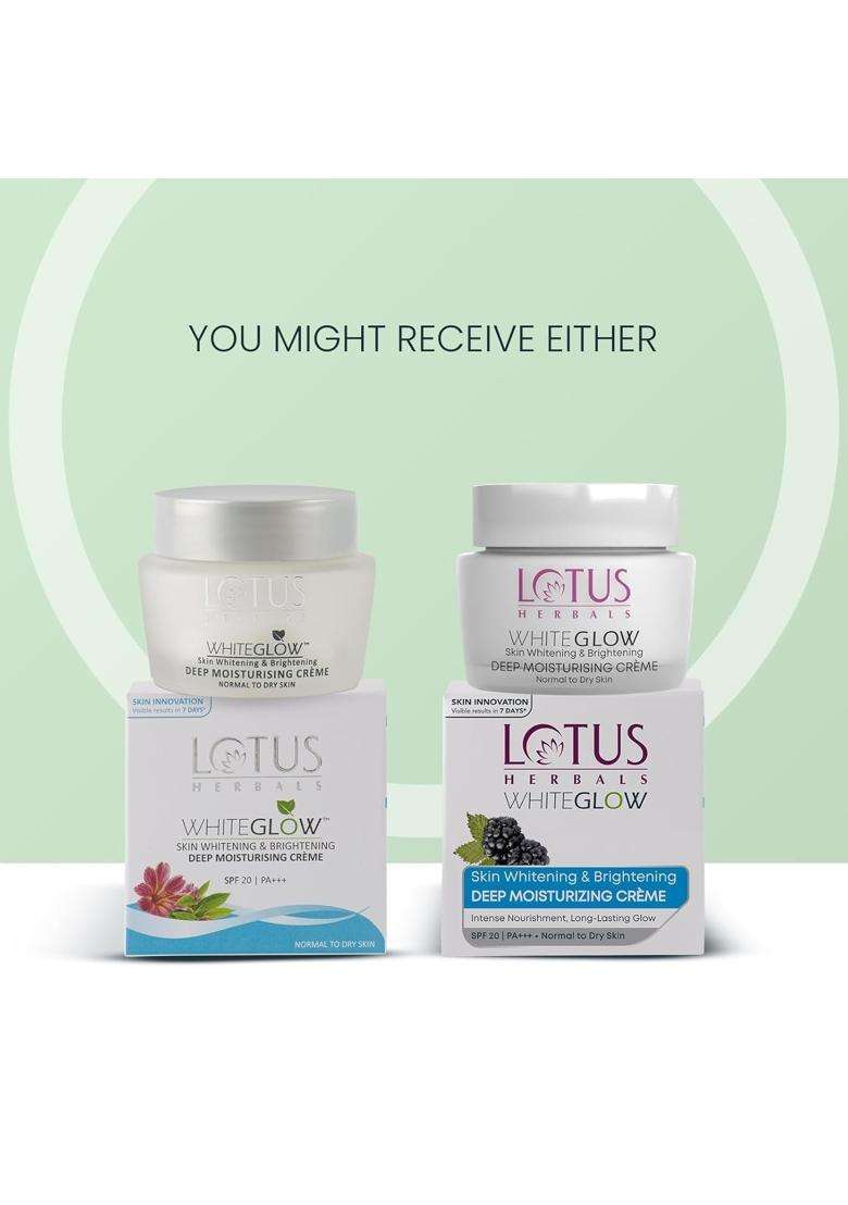 Lotus Herbals WhiteGlow Deep Moisturising Face Cream 60g (Pack of 2) | Natural Herbal Care - Indya