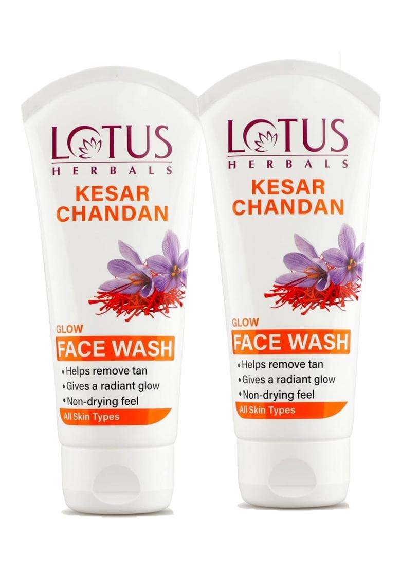 Lotus Herbals Kesar & Chandan Glow Face Wash 50 ml (Pack of 2) | Natural Herbal Care - Indya
