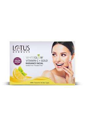 Lotus Herbals WhiteGlow Vitamin C + Gold Radiance 4 in 1 Facial Kit 228g | Natural Herbal Care | Helps Reduce Dark Spots | Paraben Free