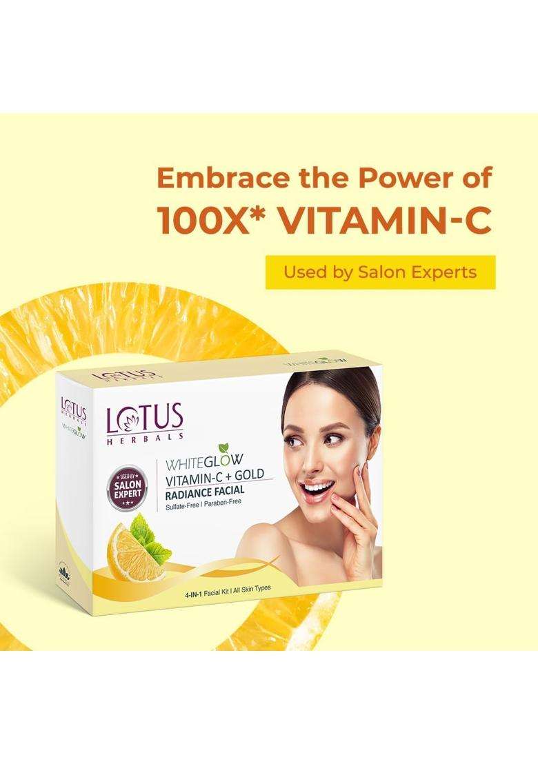 Lotus Herbals WhiteGlow Vitamin C + Gold Radiance 4 in 1 Facial Kit 228g | Natural Herbal Care | Helps Reduce Dark Spots | Paraben Free - Indya