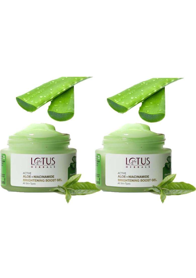 Lotus Herbals Active Aloe + Niacinamide Brightening Boost Gel 50g (Pack of 2) | Natural Herbal Care - Indya