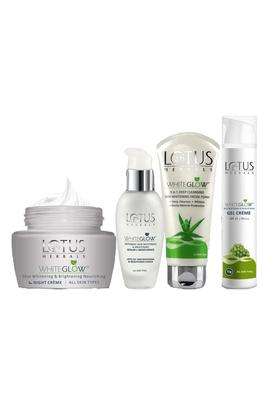 Lotus Herbals WG Bigger Gel Cream_75g + Night Cream_60g + Facial Foam_100g + Serum+Moisturiser_30 ml (Pack of 4) | Natural Herbal Care