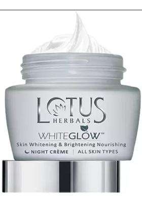 Lotus Herbals Whiteglow Skin Whitening & Brightening Nourishing Night Creme 60 g,.120 g) (Pack of 2) | Natural Herbal Care