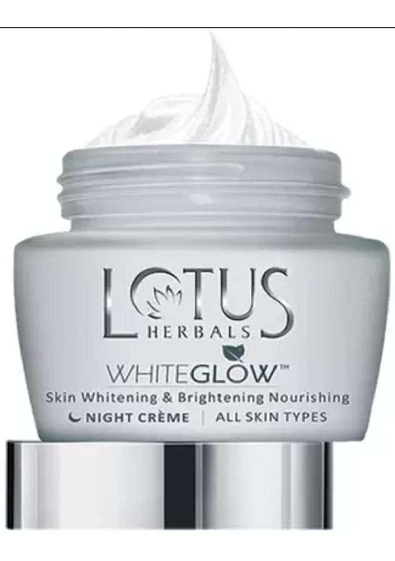 Lotus Herbals Whiteglow Skin Whitening & Brightening Nourishing Night Creme 60 g,.120 g) (Pack of 2) | Natural Herbal Care - Indya