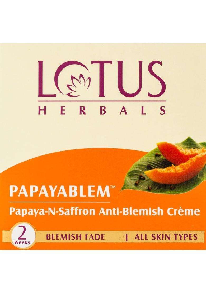 Lotus Herbals Papayablem Papaya & Saffron Anti-Blemish Cream 50g (Pack of 3) | Natural Herbal Care | For Dark Spots, Pigmentation & Uneven Skin Tone - Indya