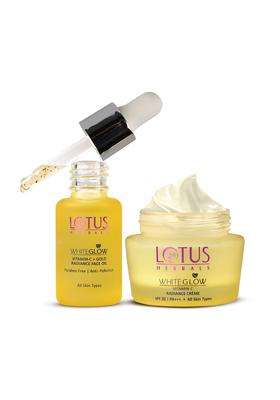 Lotus Herbals WhiteGlow Vitamin C and Gold Radiance Face Oil (15 ml) and Face Cream (50g) | Natural Herbal Care | 65g