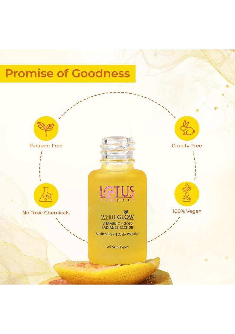 Lotus Herbals WhiteGlow Vitamin C and Gold Radiance Face Oil (15 ml) and Face Cream (50g) | Natural Herbal Care | 65g - Indya