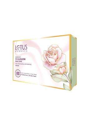 Lotus Herbals Radiant BridalGLOW Rose Gold Skin Illuminating Facial Kit 228g (Pack of 4) | Natural Herbal Care | 5 Easy Steps | Paraben Free