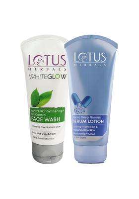 Lotus Herbals Hydra Deep Nourish Serum Body Lotion 200 ml+WhiteGlow Active Skin Whitening and Oil Control Facewash | Natural Herbal Care | 100g