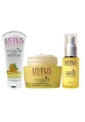 Lotus Herbals WhiteGlow Vitamin-C Gel Cream_50g + Face Wash_100g + Face Serum_30 ml (Pack of 3) | Natural Herbal Care